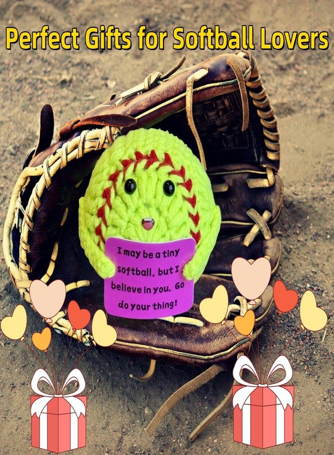 SIBULAN Softball Gifts Funny Positive Crochet Softball Gag Gift Emotional Support Gift for Men Women Softball Sports Lovers Coworkers Friends Birthday Christmas Stocking Stuffers White Elephant Gifts - Image 2